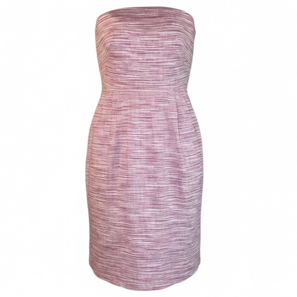 Banana Republic Pink Linen Strapless Midi Dress 6 Pockets Wedding Guest